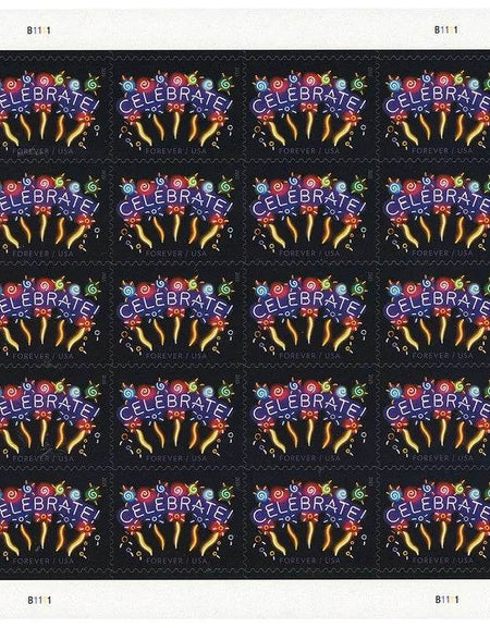 2011 USPS Neon Celebrate! Forever Stamps 1set=5Sheets Was $73.00/set - stampworldstore