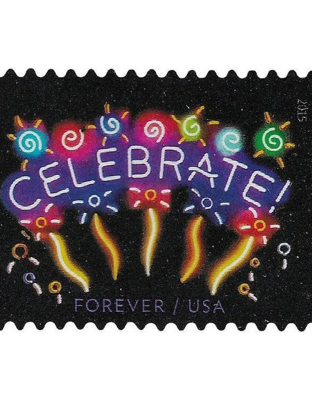 2011 USPS Neon Celebrate! Forever Stamps 1set=5Sheets Was $73.00/set - stampworldstore