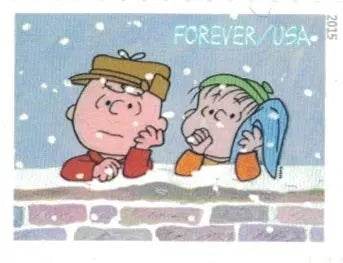 2015 USPS Charlie Brown Xmas Pane of 20 Forever Postage Stamps 1set=5Sheets Was $73.00/set - stampworldstore