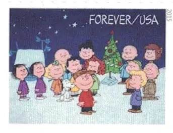 2015 USPS Charlie Brown Xmas Pane of 20 Forever Postage Stamps 1set=5Sheets Was $73.00/set - stampworldstore