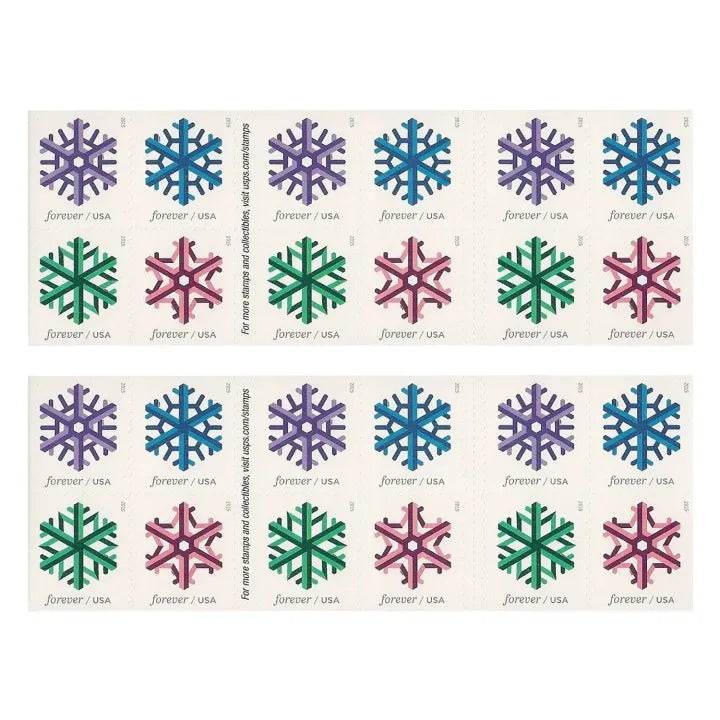 2015 USPS Geometric Snowflakes Forever Postage Stamps 1set=5Sheets Was $73.00/set - stampworldstore