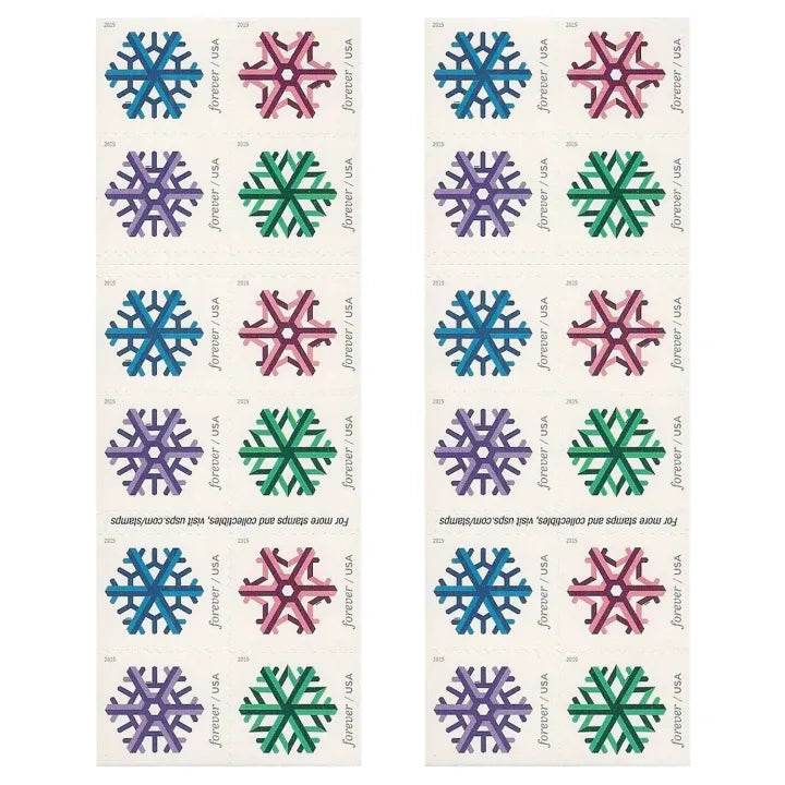 2015 USPS Geometric Snowflakes Forever Postage Stamps 1set=5Sheets Was $73.00/set - stampworldstore