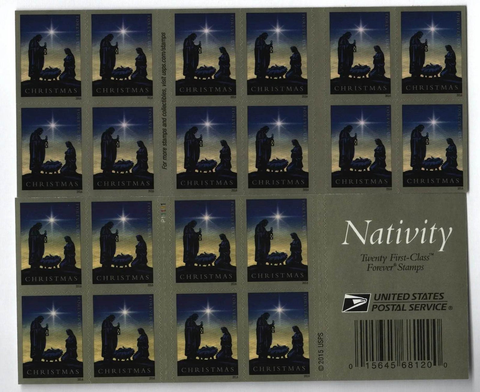 2016 First-Class Forever Stamp - Traditional Christmas: Nativity 1set=5Sheets Was $73.00/set - stampworldstore