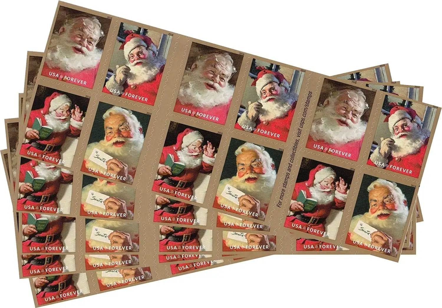 2018 USPS Sparkling Holidays Christmas Santa Forever Stamps 1set=5Sheets Was $73.00/set - stampworldstore