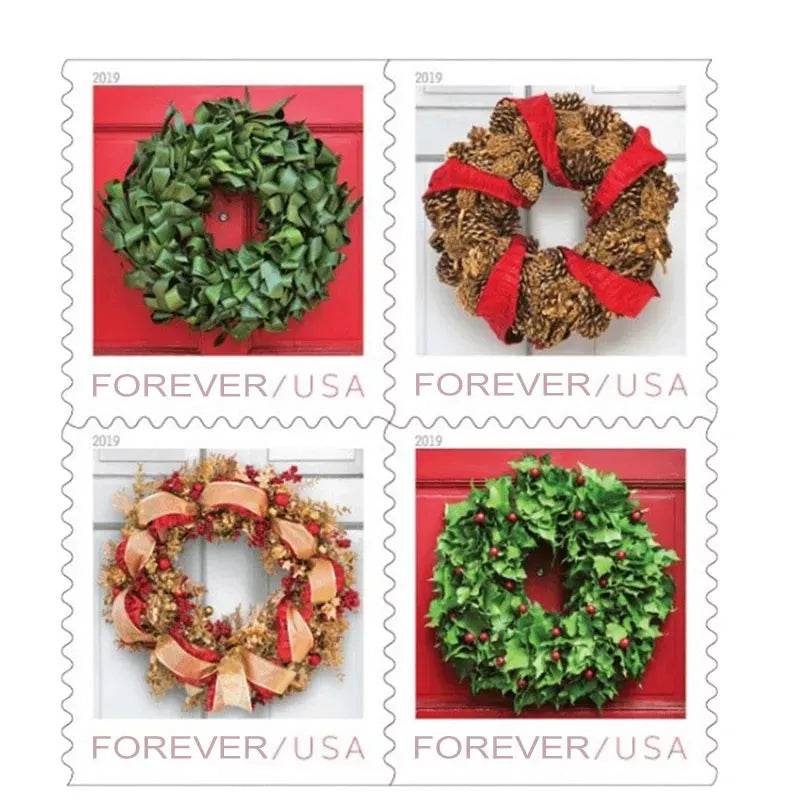 2019 USPS Christmas Tradition Celebration Holiday Wreaths Forever Stamps 1set=5Sheets Was $73.00/set - stampworldstore