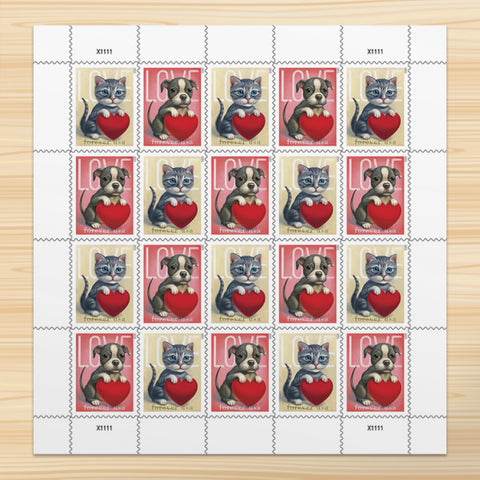 2023 USPS Cat and Dog Love Forever Stamps 1set=5Sheets Was $73.00/set - stampworldstore