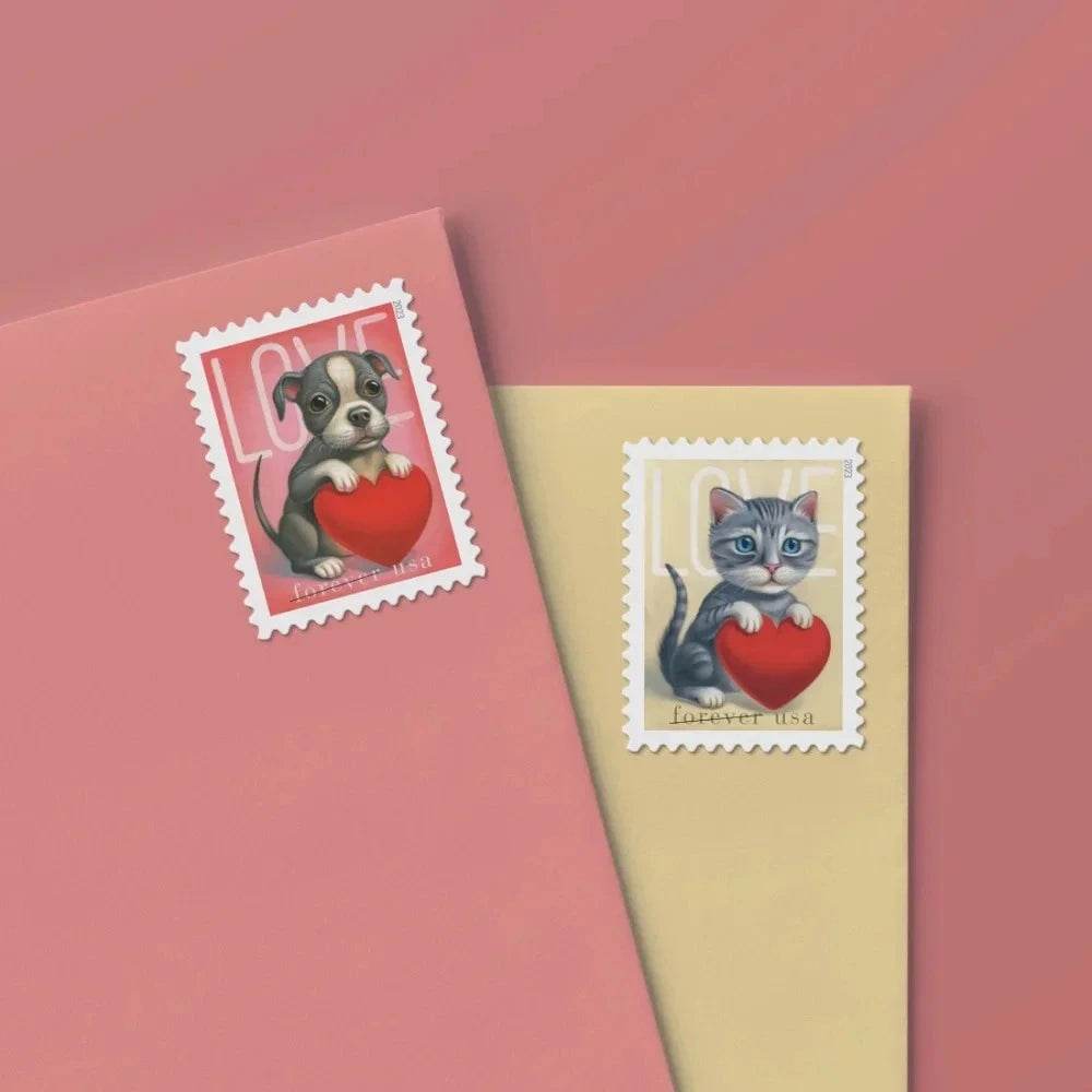 2023 USPS Cat and Dog Love Forever Stamps 1set=5Sheets Was $73.00/set - stampworldstore
