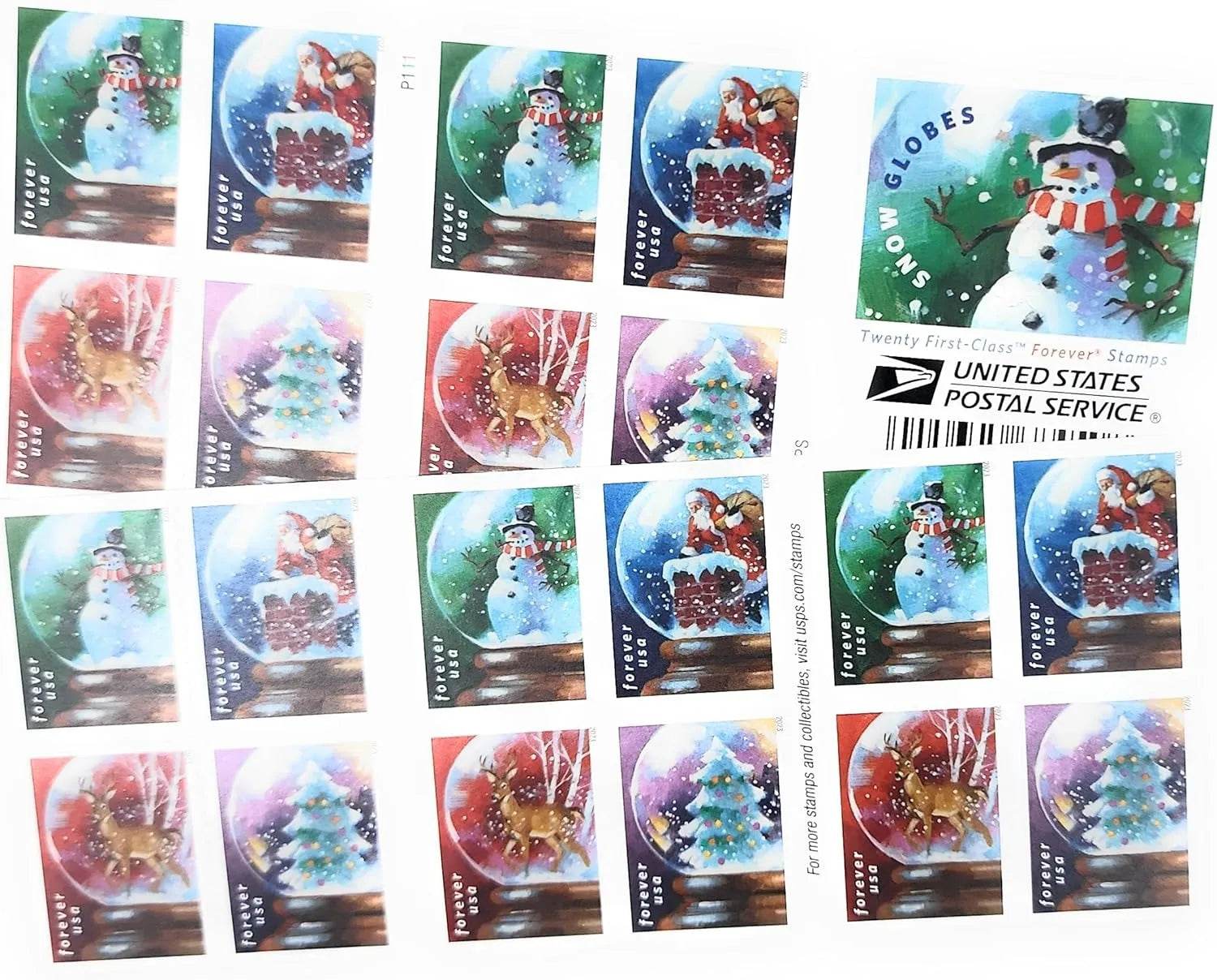 2023 US Snow Globes Booklet Stamps 1set=5Sheets Was $73.00/set - stampworldstore
