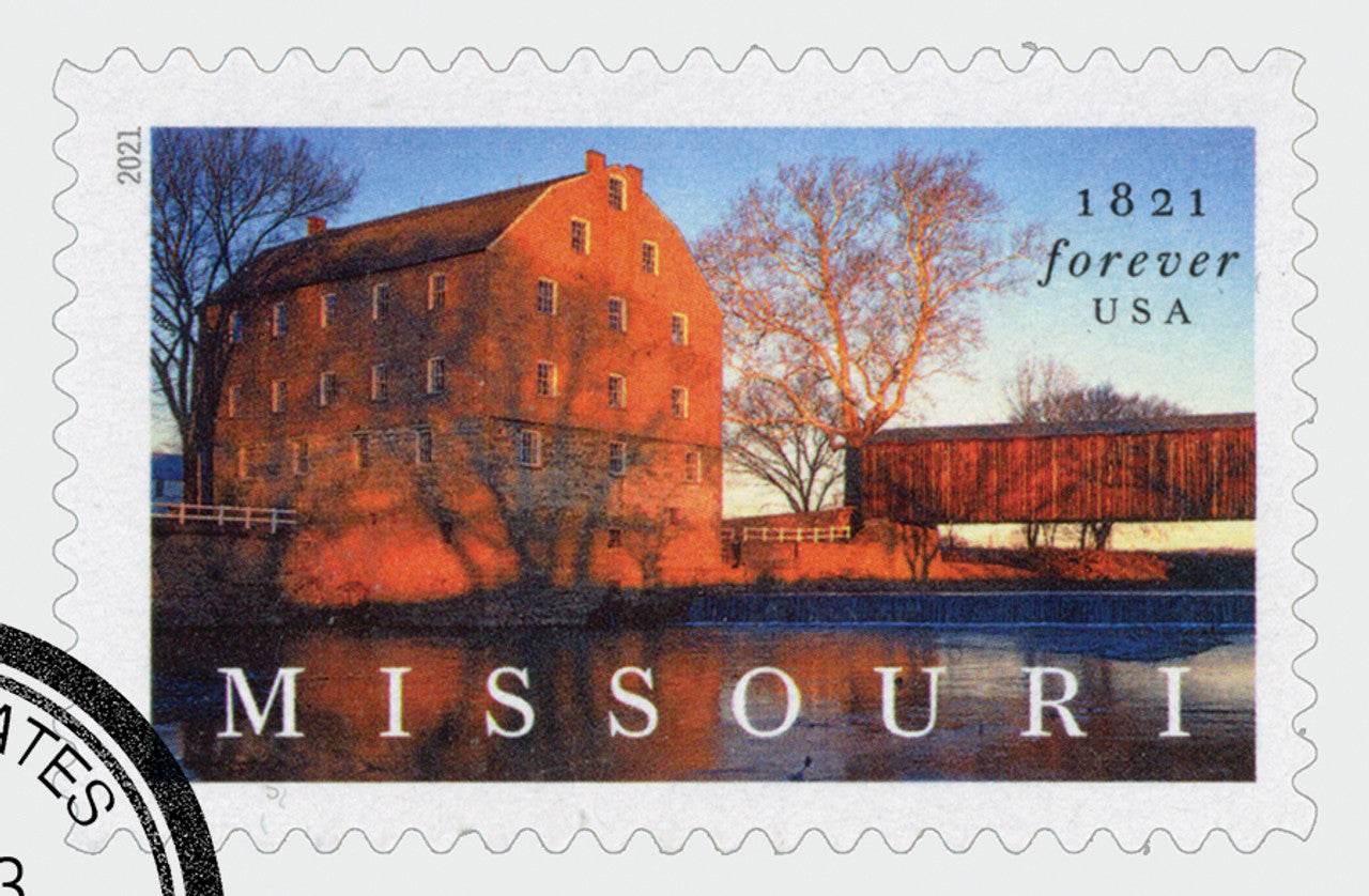 Bollinger’s Mill and Burfordville Covered Bridge Featured on Missouri Statehood Stamp 1set=5Sheets Was $73.00/set - stampworldstore