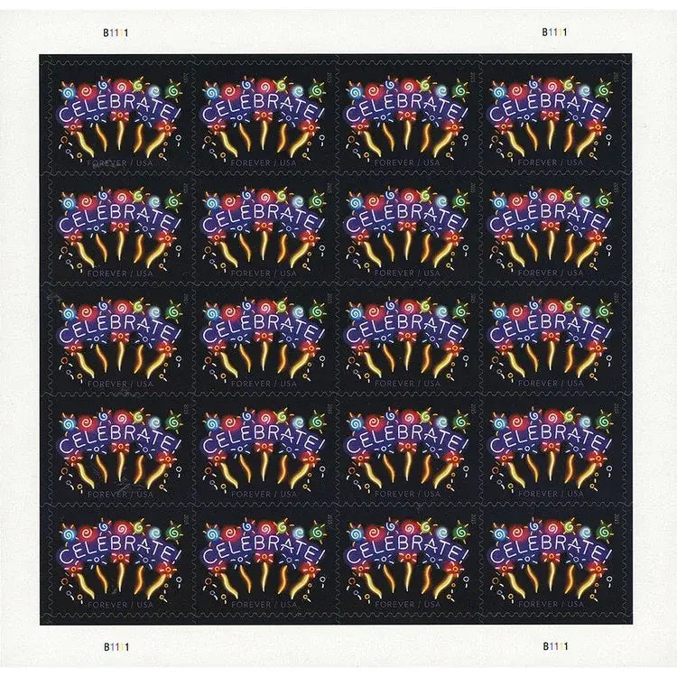 2011 USPS Neon Celebrate! Forever Stamps 1set=5Sheets  Was $73.00/set
