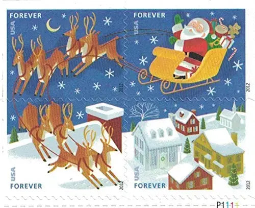 2012 US Stamp Santa & Sleigh - Booklet of 20 Forever Stamps 1set=5Sheets  Was $73.00/set