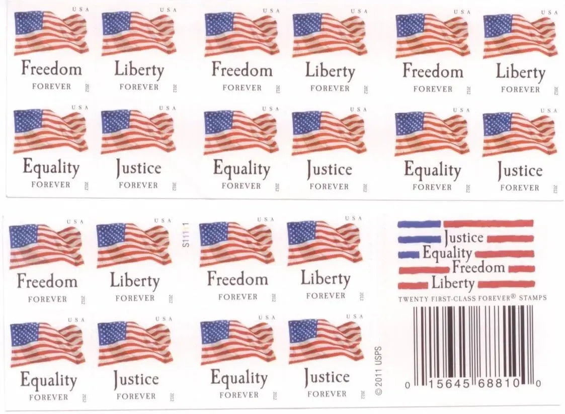 2012 Forever Stamps Four Flags Sheetst of 20 1set=5Sheets  Was $73.00/set