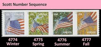 2013 USPS Forever Stamps A Flag for All Seasons Was $73.00/roll
