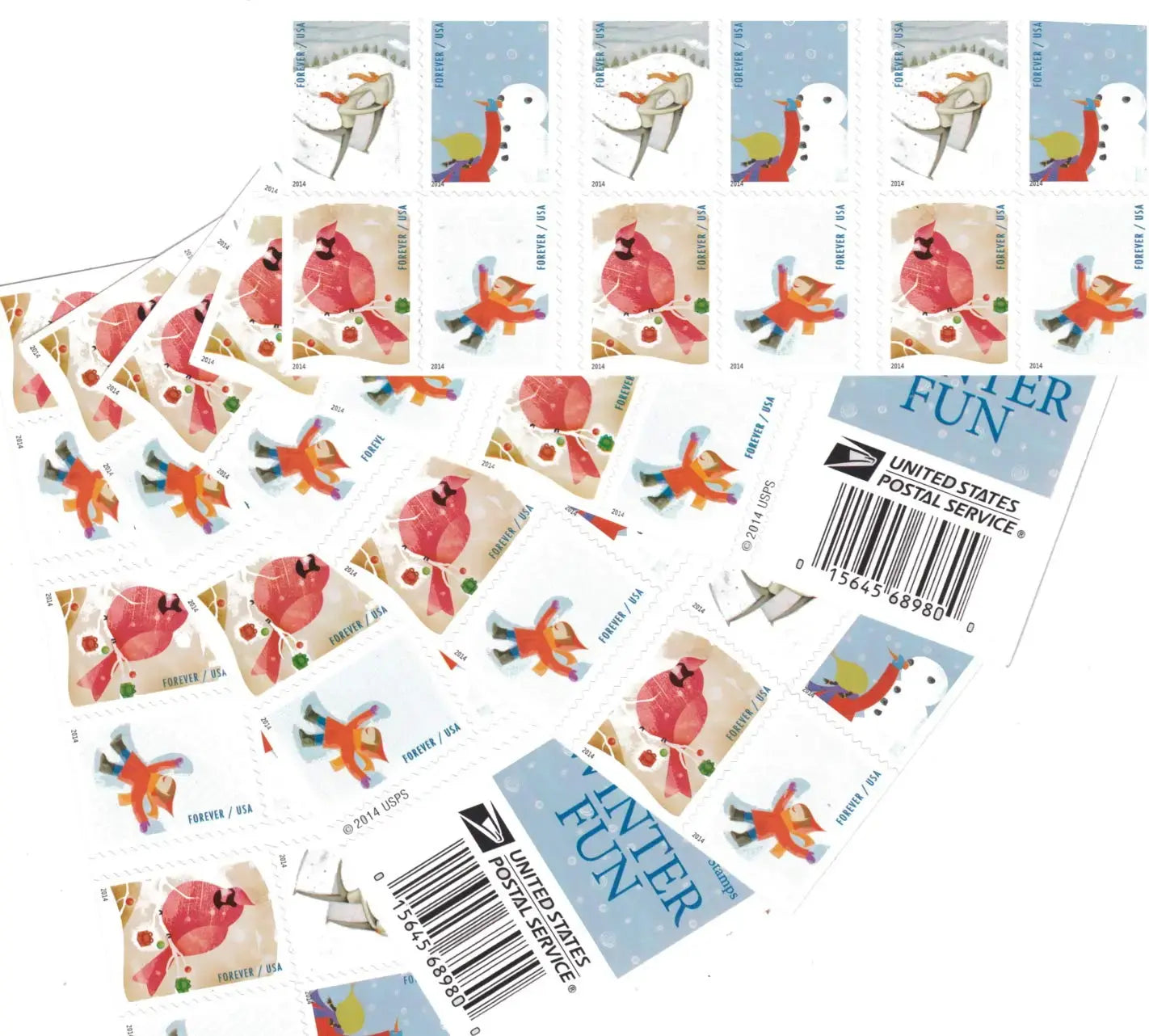 2014 USPS Winter Fun Forever Postage Stamps 1set=5Sheets  Was $73.00/set