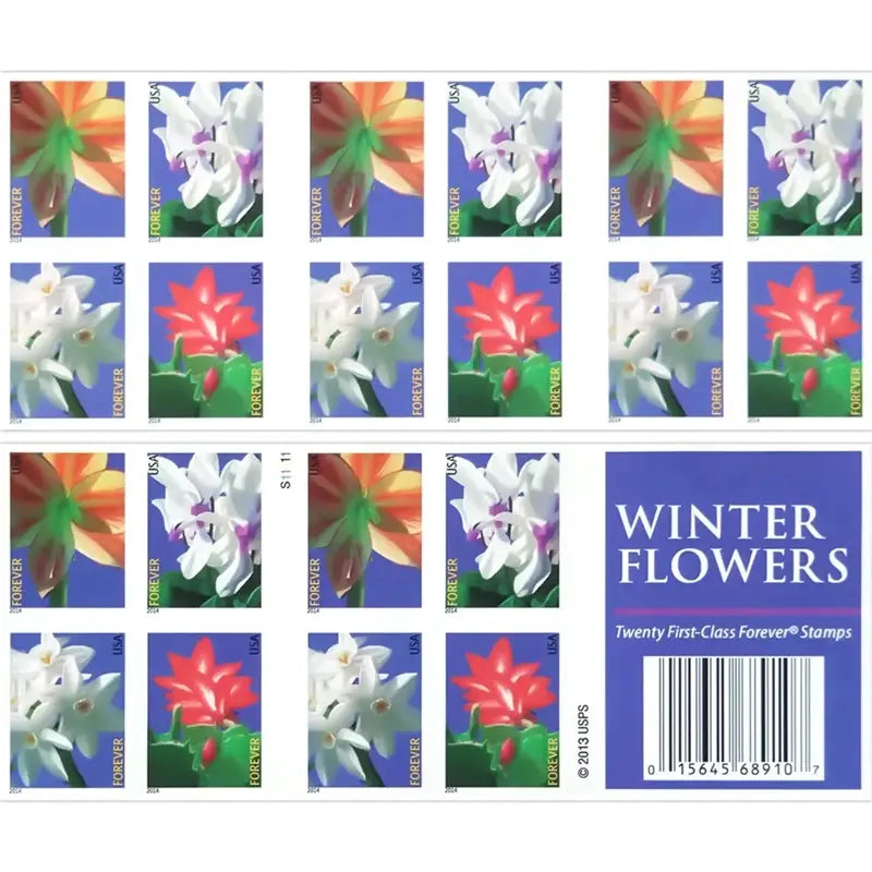 2014 Winter Flowers Forever Postage Stamps 1set=5Sheets  Was $73.00/set