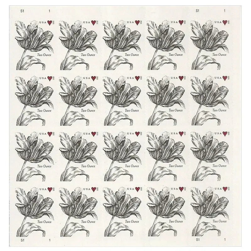 2015 Vintage Tulip Pane Postage Wedding Stamps 1set=5Sheets  Was $73.00/set