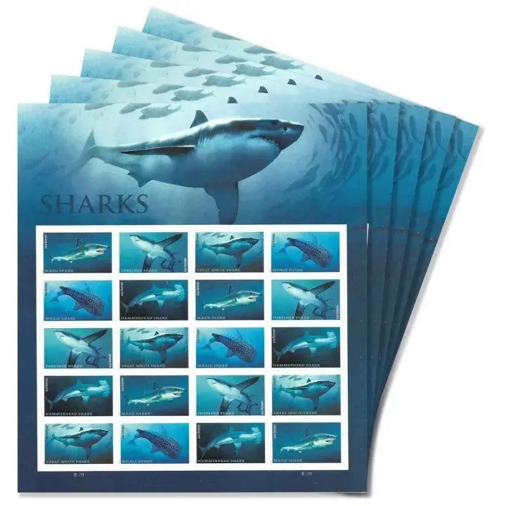 2017 USPS Shark First Class Forever Postage Stamps 1set=5Sheets  Was $73.00/set