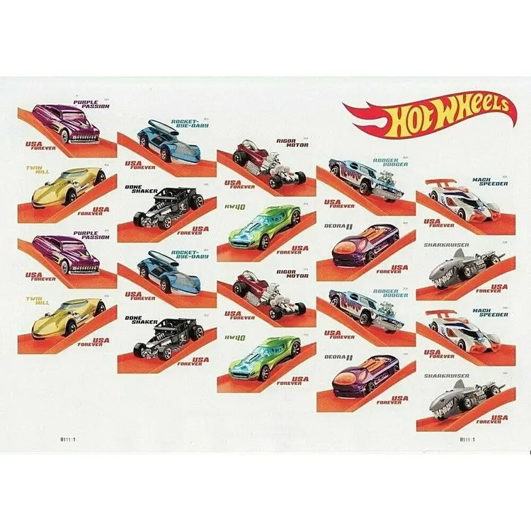 2018 USPS Hot Wheels Stamps 1set=5Sheets  Was $73.00/set