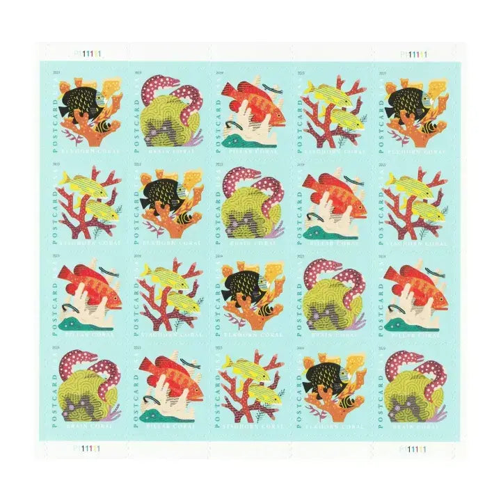 2019 USPS Coral Reefs Postcard First Class Forever Postage Stamps 1set=5Sheets  Was $73.00/set