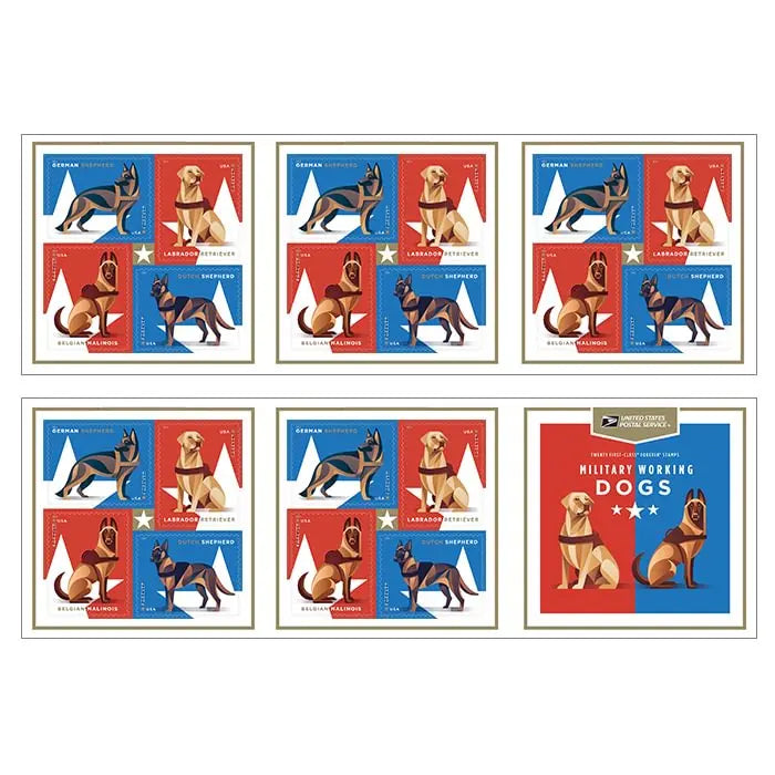 2019 "Military Working Dogs" Forever Stamps 1set=5Sheets  Was $73.00/set