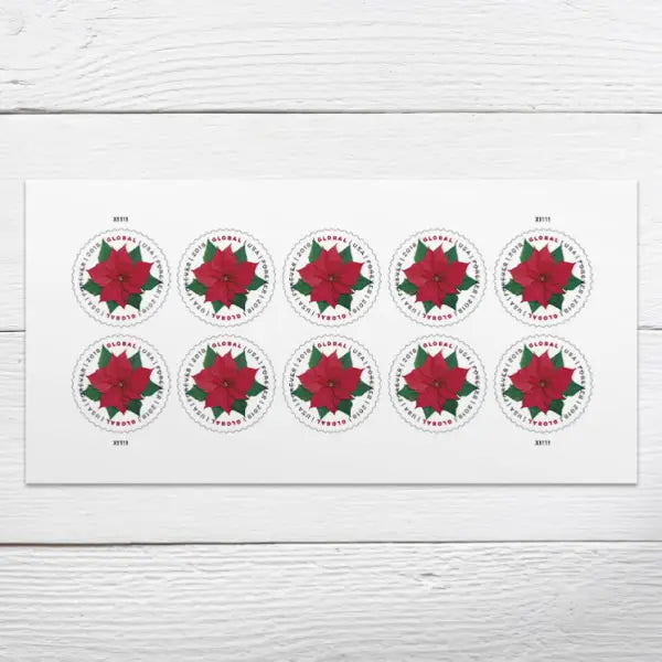 2018 Global: Poinsettia Stamps, Sheet of 10 1set=5Sheets  Was $73.00/set