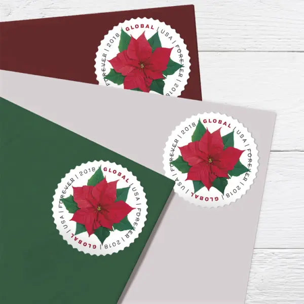 2018 Global: Poinsettia Stamps, Sheet of 10 1set=5Sheets  Was $73.00/set