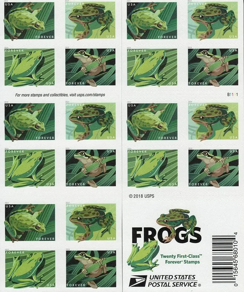 2019 USPS Frogs Forever First Class Postage Stamps 1set=5Sheets  Was $73.00/set