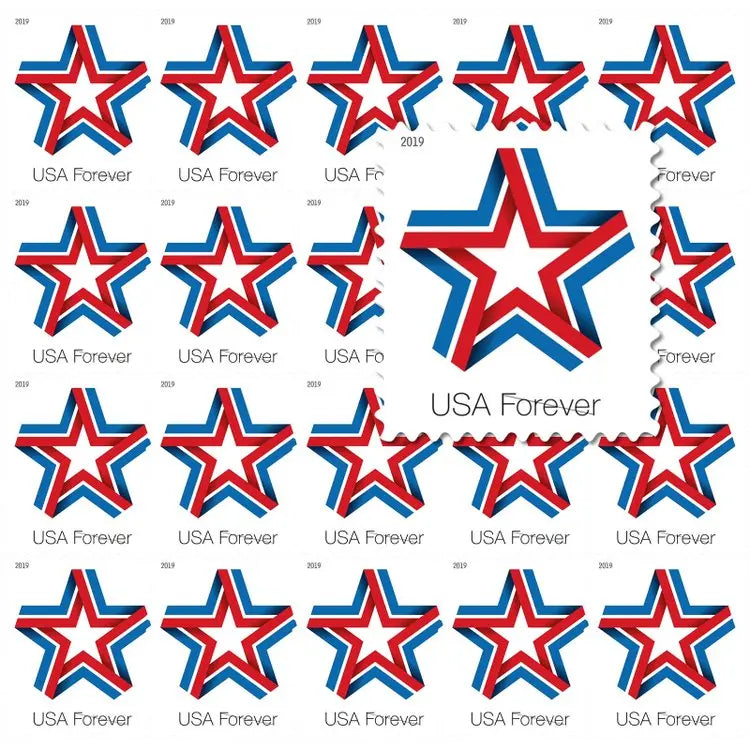 2019 USPS Star Ribbon Forever Stamps 1set=5Sheets  Was $73.00/set