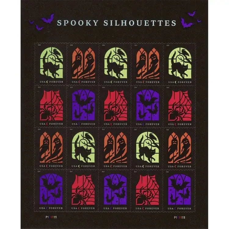2019 USPS Spooky Silhouettes Framed Forever Stamps 1set=5Sheets  Was $73.00/set