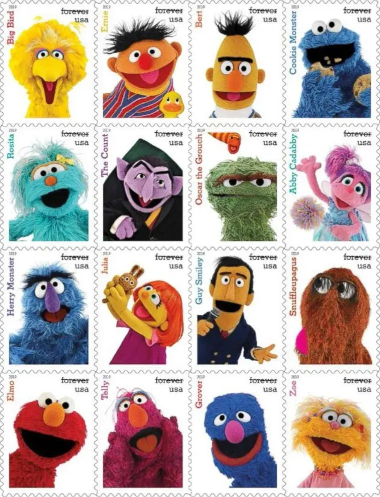 2019 USPS Sesame Street Forever Postage Stamps,Sheet of 16. 1set=5Sheets  Was $73.00/set