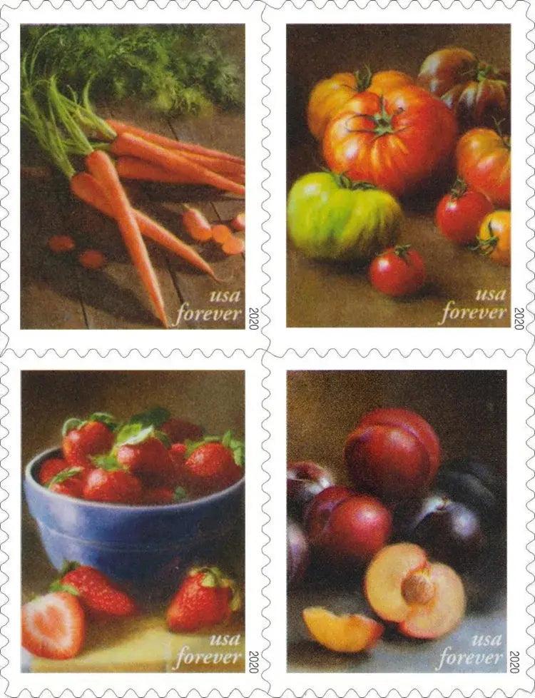 2020 USPS Fruits & Vegetables Forever Stamps 1set=5Sheets  Was $73.00/set