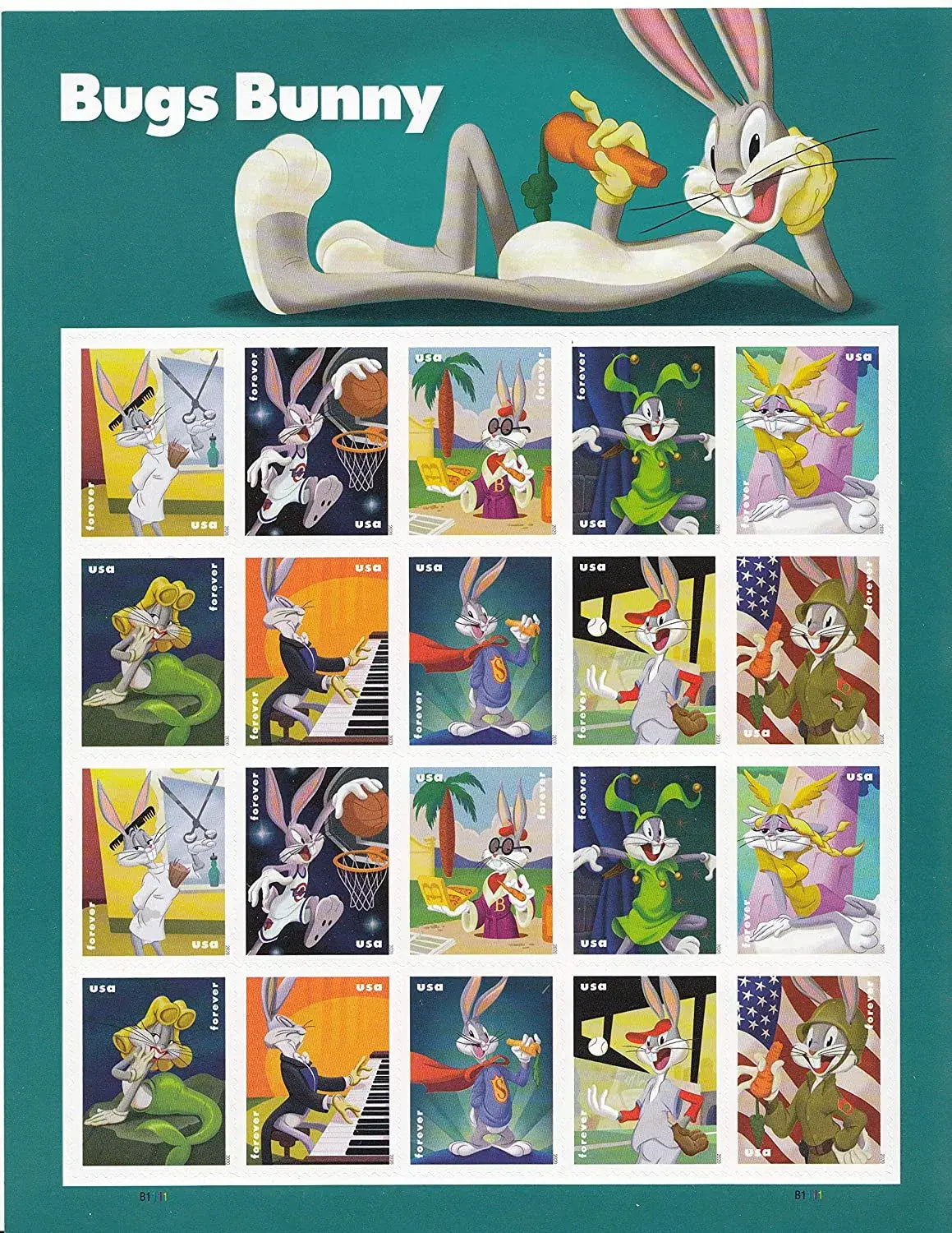2020 USPS Bugs Bunny Forever Postage Stamps 1set=5Sheets  Was $73.00/set