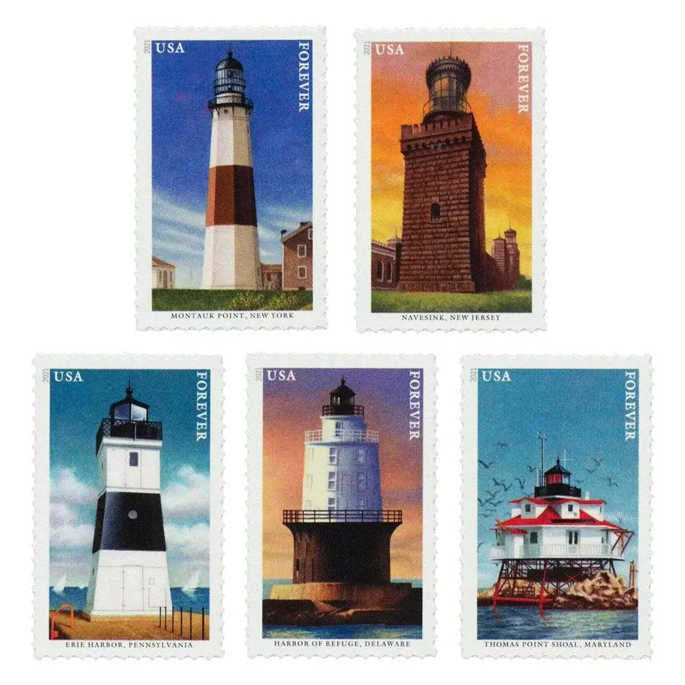 2021 USPS Mid Atlantic Lighthouses Forever Postage Stamps 1set=5Sheets  Was $73.00/set