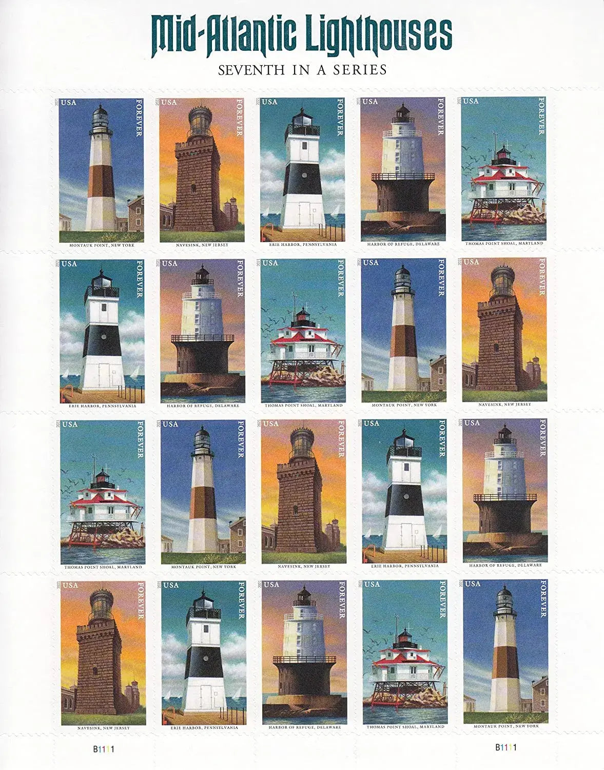 2021 USPS Mid Atlantic Lighthouses Forever Postage Stamps 1set=5Sheets  Was $73.00/set