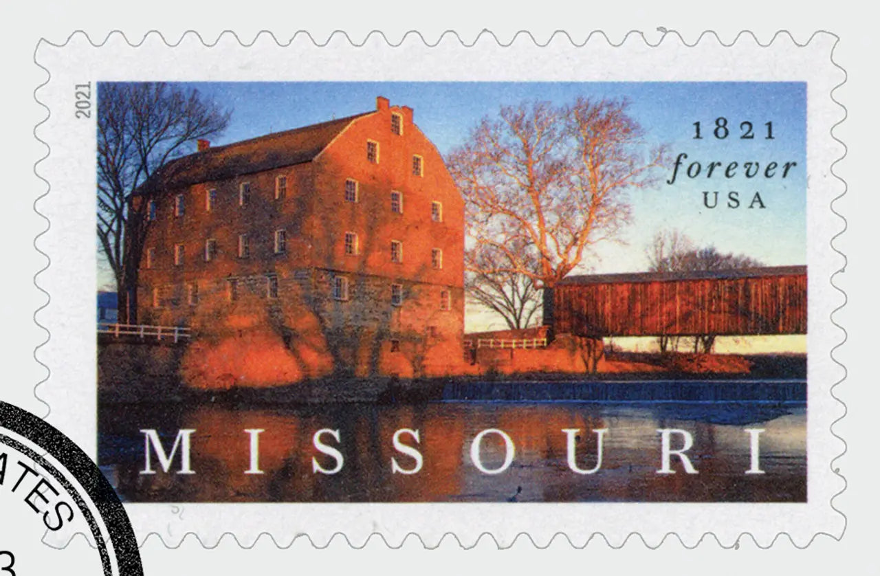 Bollinger’s Mill and Burfordville Covered Bridge Featured on Missouri Statehood Stamp  1set=5Sheets  Was $73.00/set