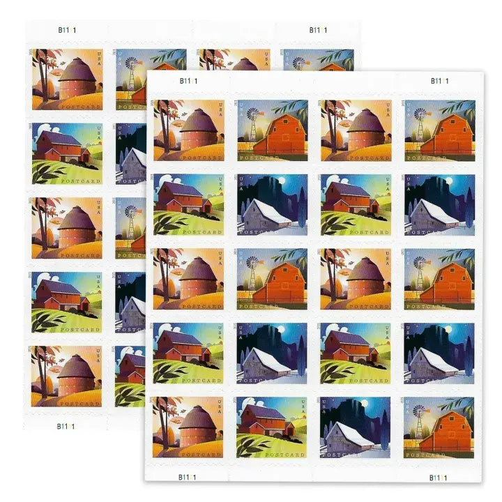2021 USPS Barns Postcard Forever Postage Stamps 1set=5Sheets  Was $73.00/set