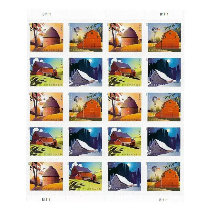 2021 USPS Barns Postcard Forever Postage Stamps 1set=5Sheets  Was $73.00/set