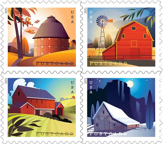 2021 USPS Barns Postcard Forever Postage Stamps 1set=5Sheets  Was $73.00/set