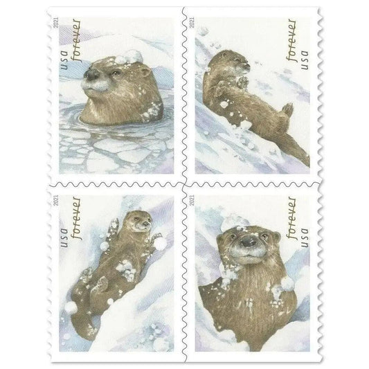 2021 USPS Otters in Snow Forever Postage Stamps 1set=5Sheets  Was $73.00/set