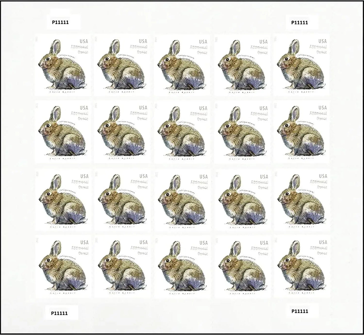 2021 Brush Rabbit Additional Ounce Forever Postage Stamps 1set=5Sheets  Was $73.00/set