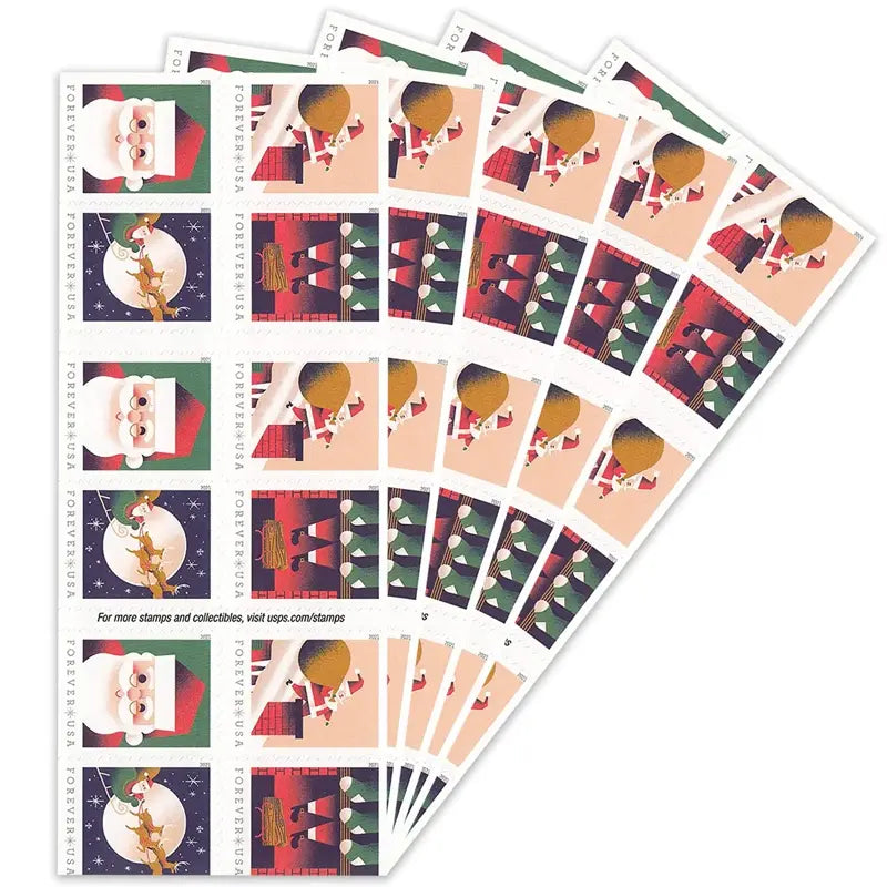 2021 USPS A Visit from St Nick Forever First Class Postage Stamps 1set=5Sheets  Was $73.00/set
