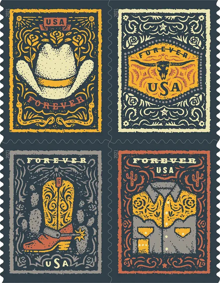 2021 USPS Western Wear Forever Postage Stamps 1set=5Sheets  Was $73.00/set