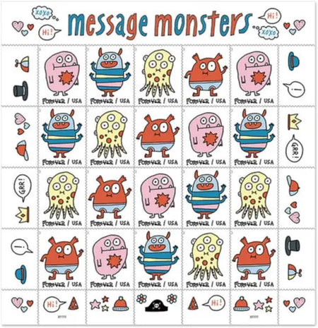 USPS 2021 Message Monsters Forever First Class Postage Stamps 1set=5Sheets  Was $73.00/set