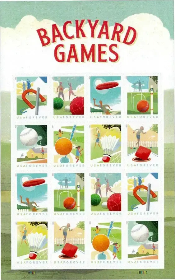 2021 USPS Backyard Games Forever Stamps 1set=5Sheets  Was $73.00/set