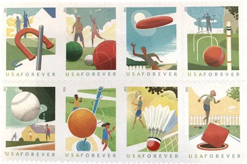 2021 USPS Backyard Games Forever Stamps 1set=5Sheets  Was $73.00/set
