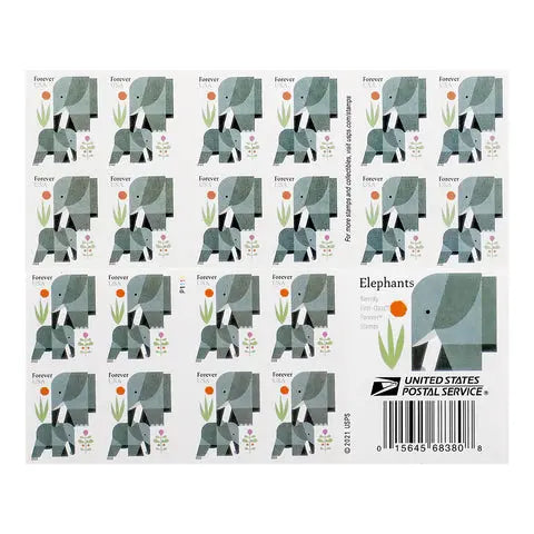 2022 US Elephants First Class Forever Stamps 1set=5Sheets  Was $73.00/set