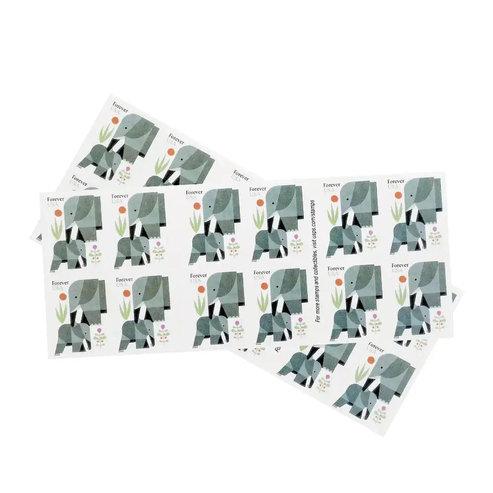 2022 US Elephants First Class Forever Stamps 1set=5Sheets  Was $73.00/set