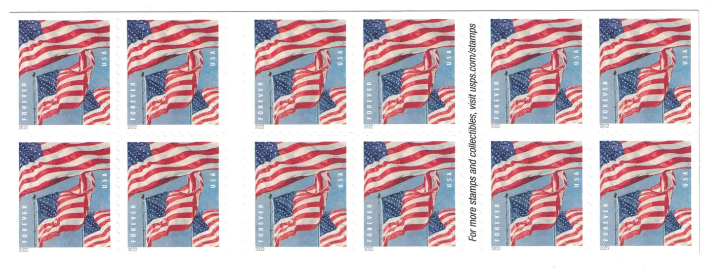 USPS U.S Flag 2022 Forever Stamps 1set=5Sheets  Was $73.00/set