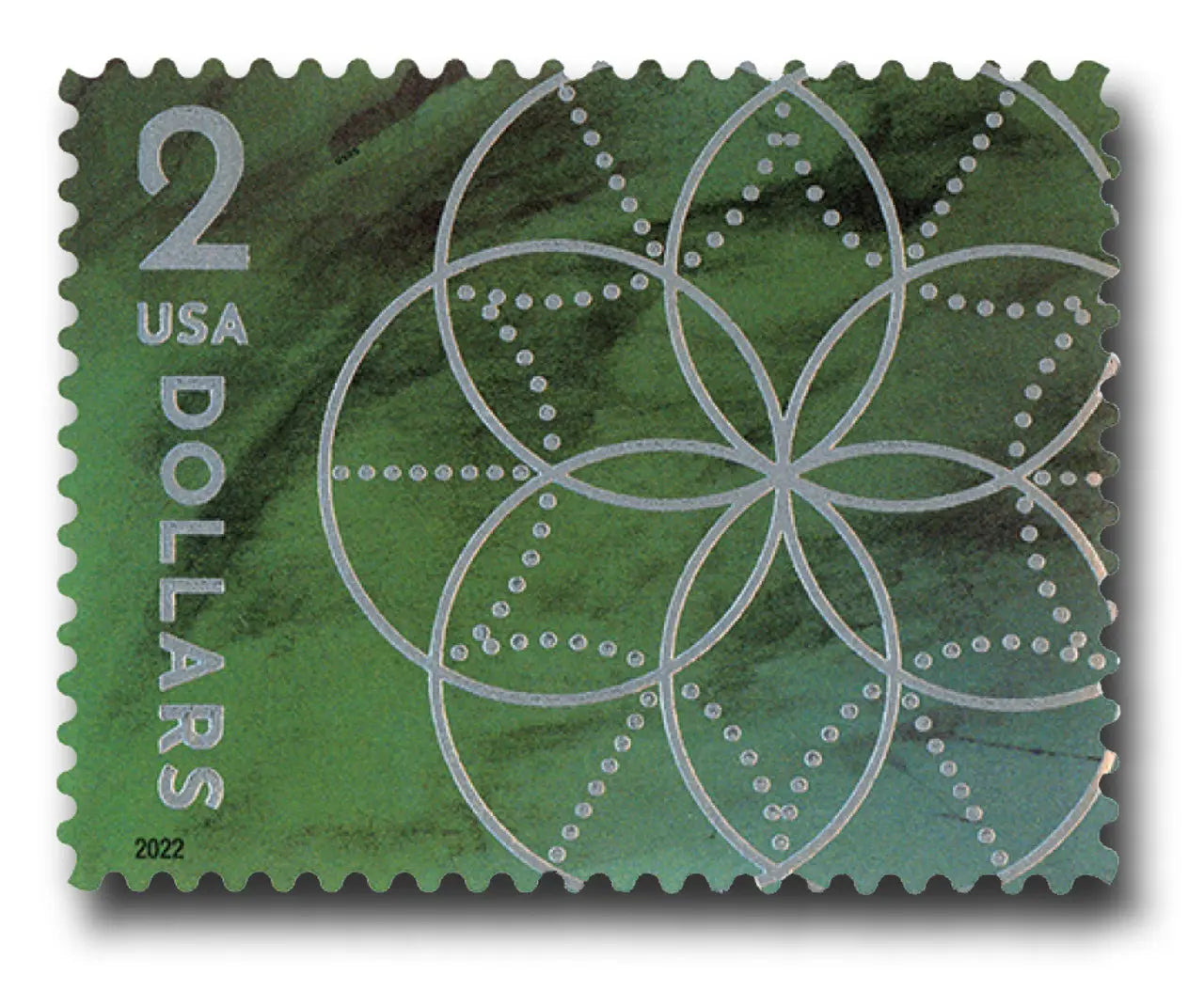 2022 $2 Floral Geometry Stamps  Sheet of 10 1set=5Sheets  Was $73.00/set