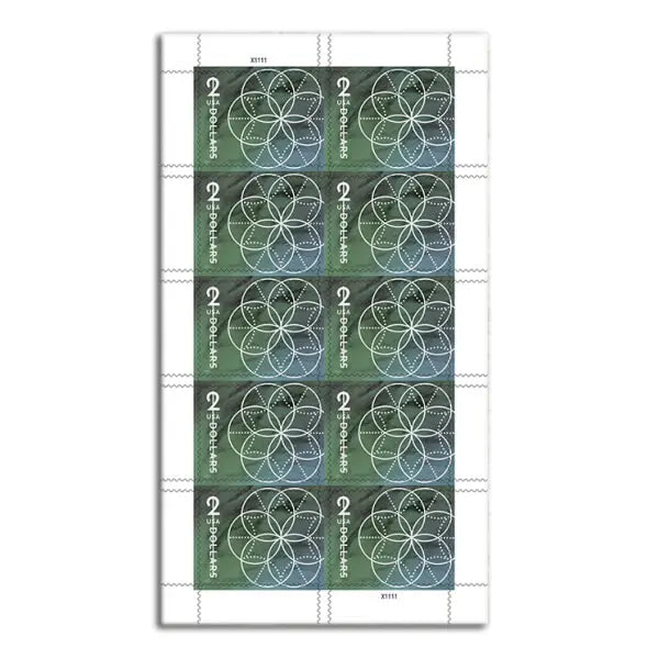 2022 $2 Floral Geometry Stamps  Sheet of 10 1set=5Sheets  Was $73.00/set